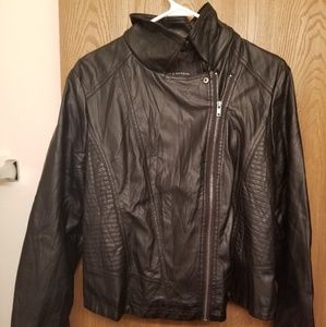 Faux leather jacket.